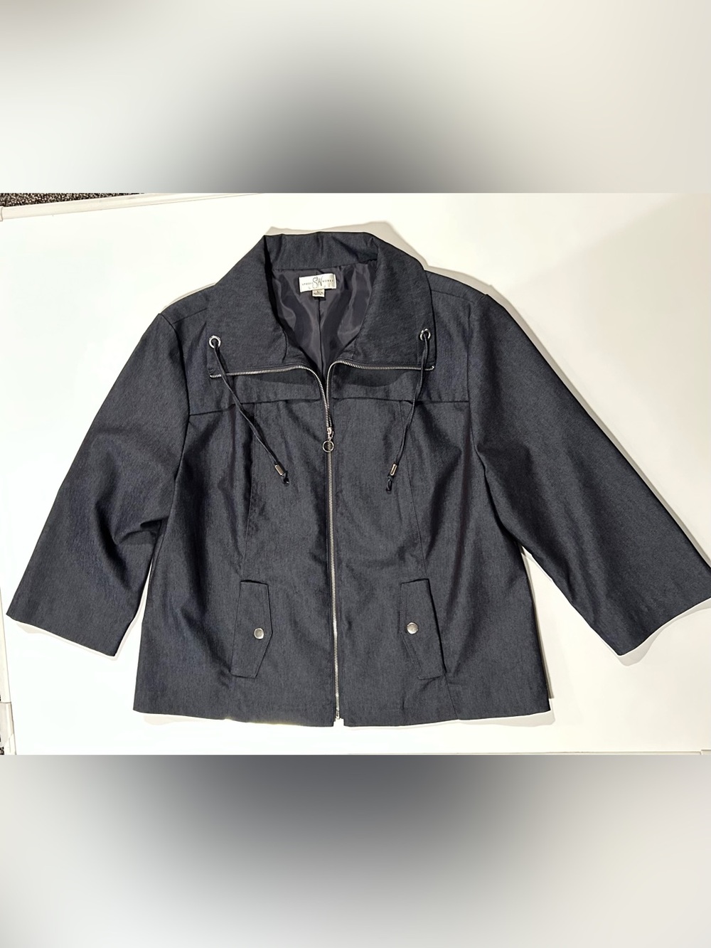 Studio Works Women's Dark Blue/Black Zip-Front Jacket, Large